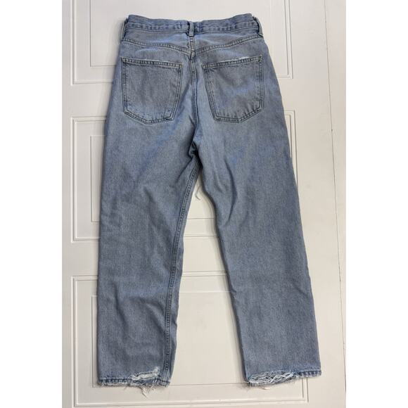 Agolde Jeans 25 Riley High Rise Straight Cropped Fray Medium Organic Button Fly - Picture 7 of 10